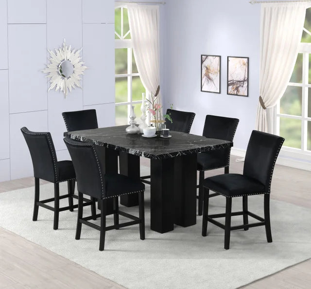 Onyx Faux Marble 7 piece Pub Dining Set