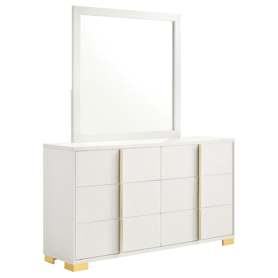 Marceline 6-drawerr Dresser with Mirror White