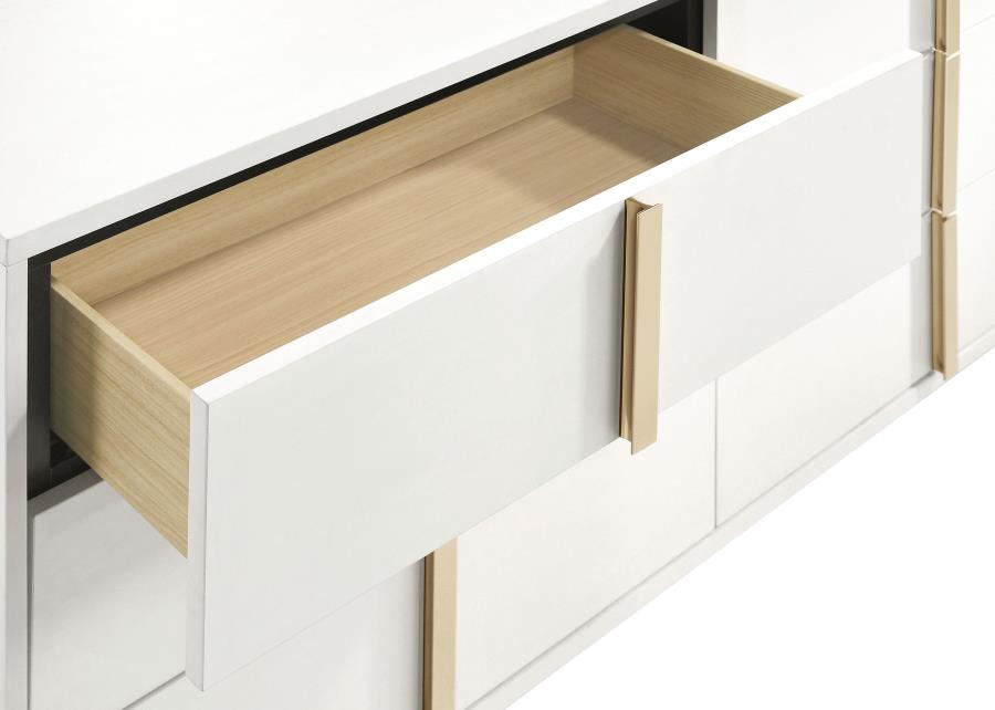 Marceline 6-drawerr Dresser with Mirror White