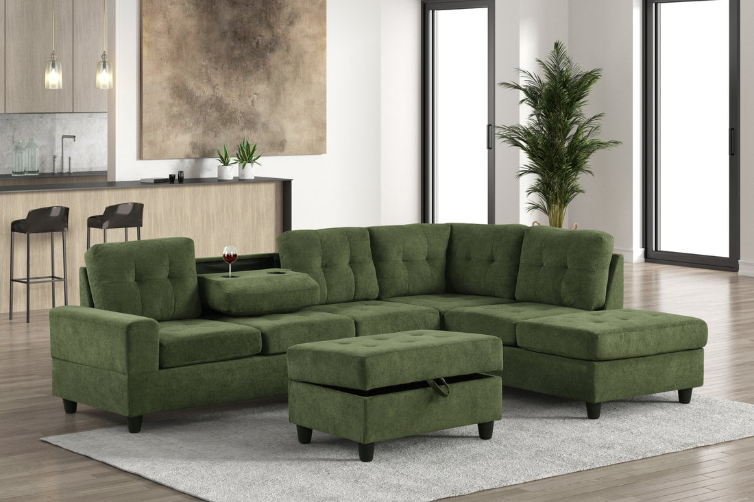 42Heights Reversible Sectional + Ottoman