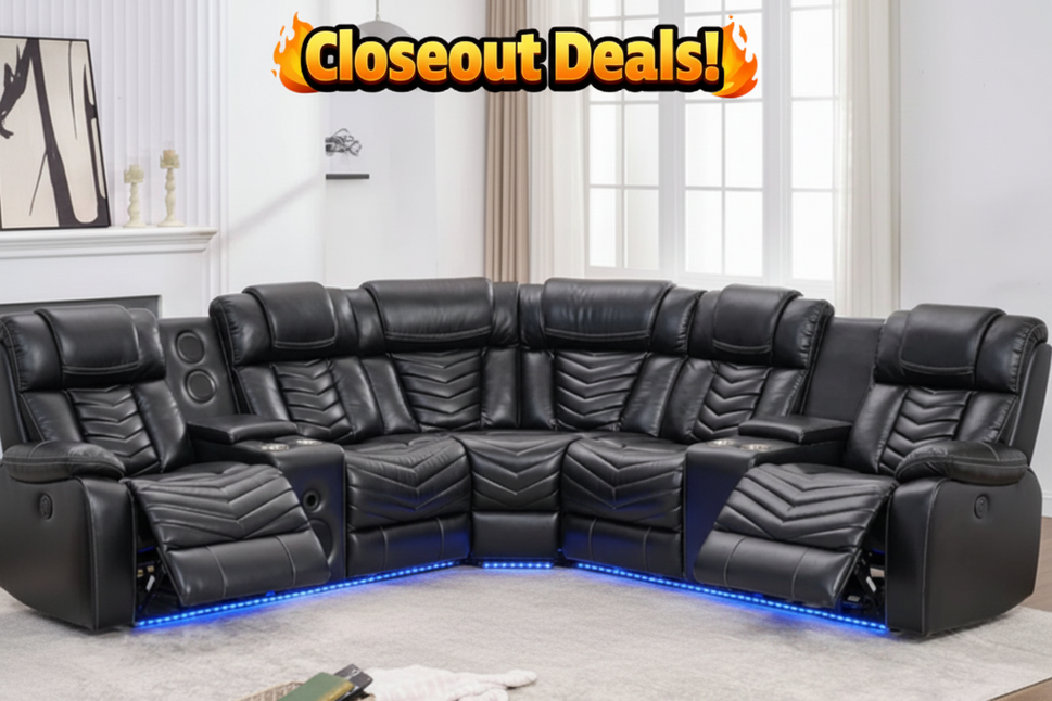 ACE Leather Reclining Sectional