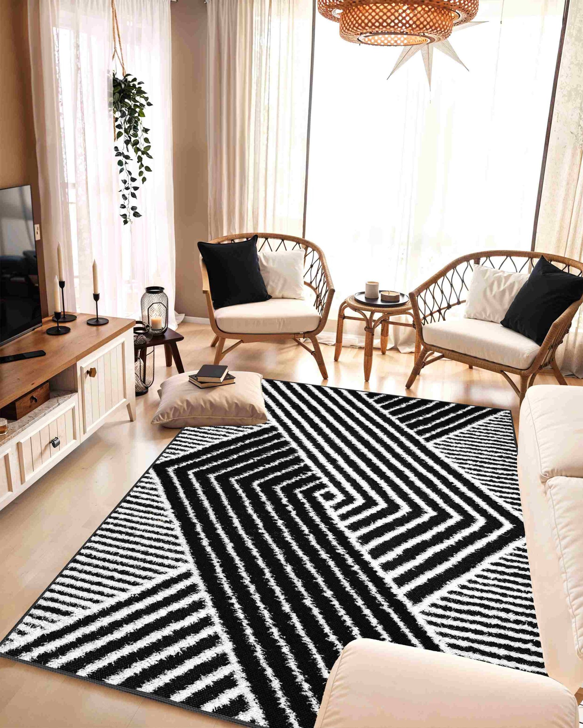 5D Shaggy Rug Design 6415 - Black