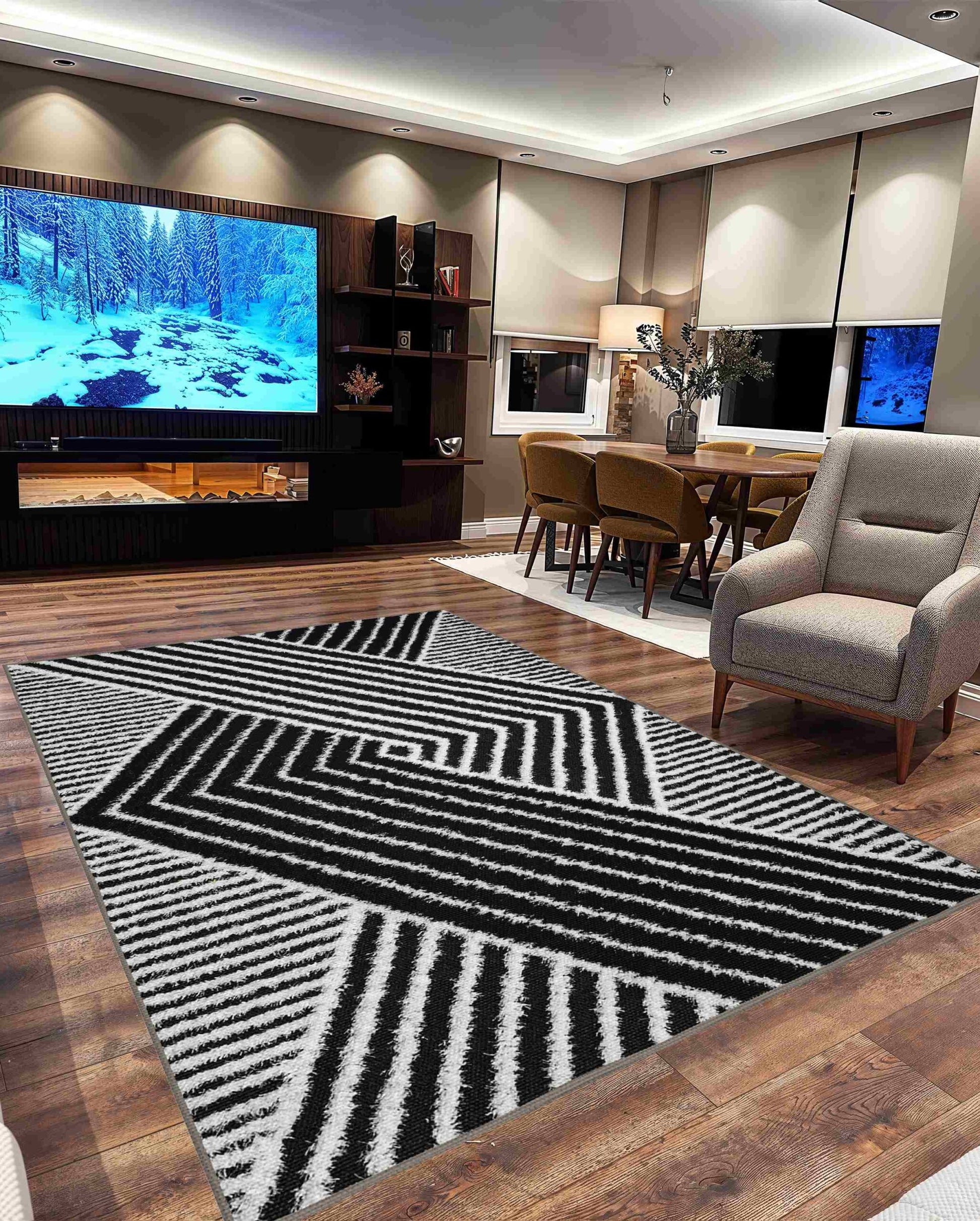 5D Shaggy Rug Design 6415 - Black