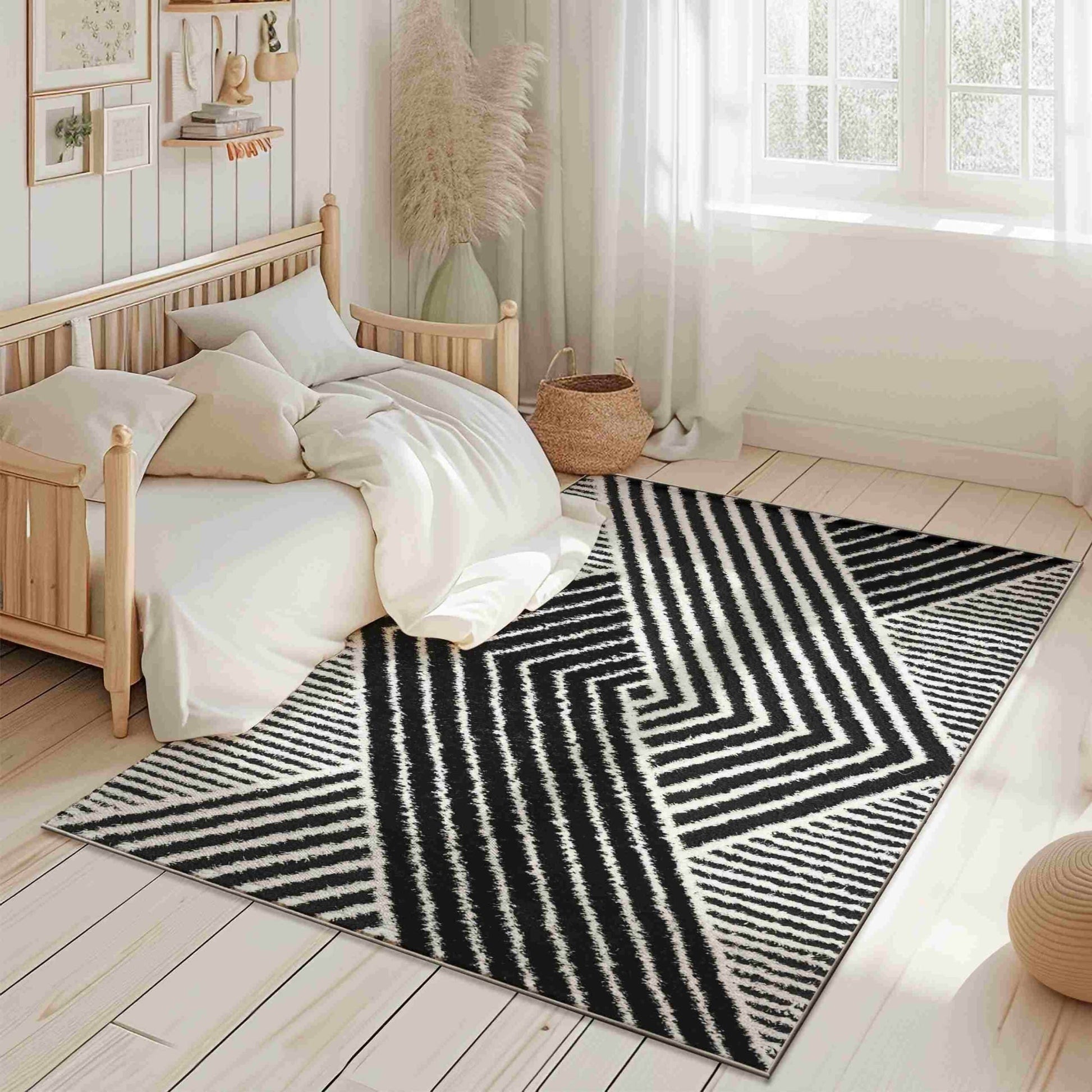 5D Shaggy Rug Design 6415 - Black