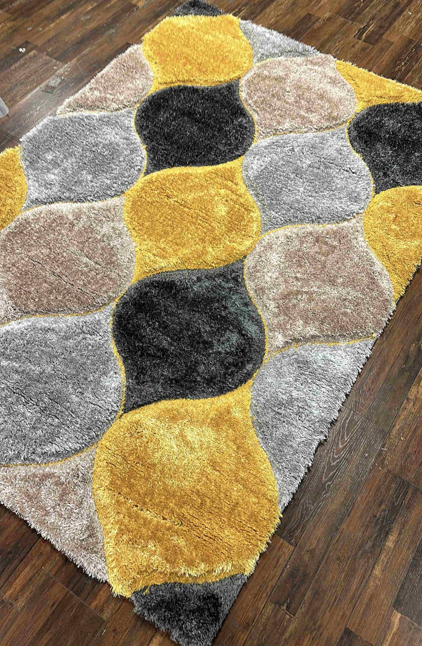 4D Shaggy Rug Design 6488 - Gold