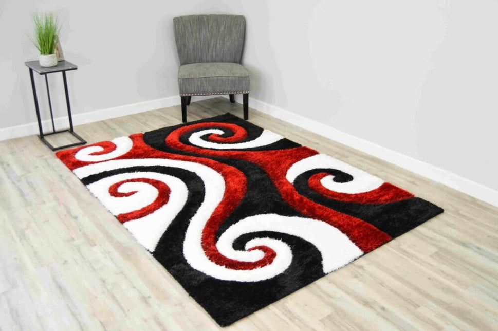 4D Shaggy Rug Design 6499 - Red