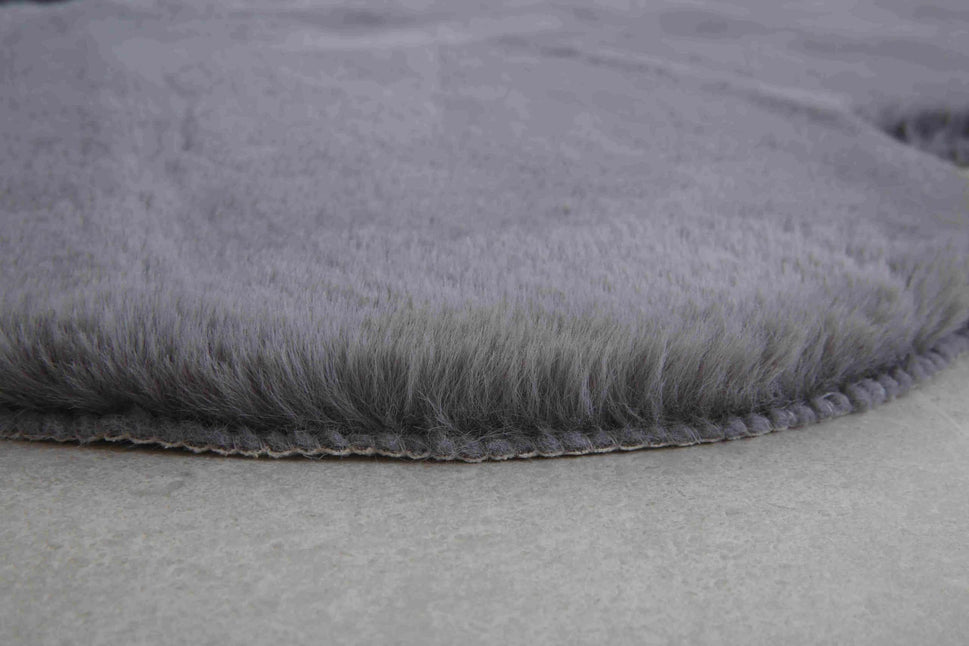Faux Fur Bear Rug - Grey
