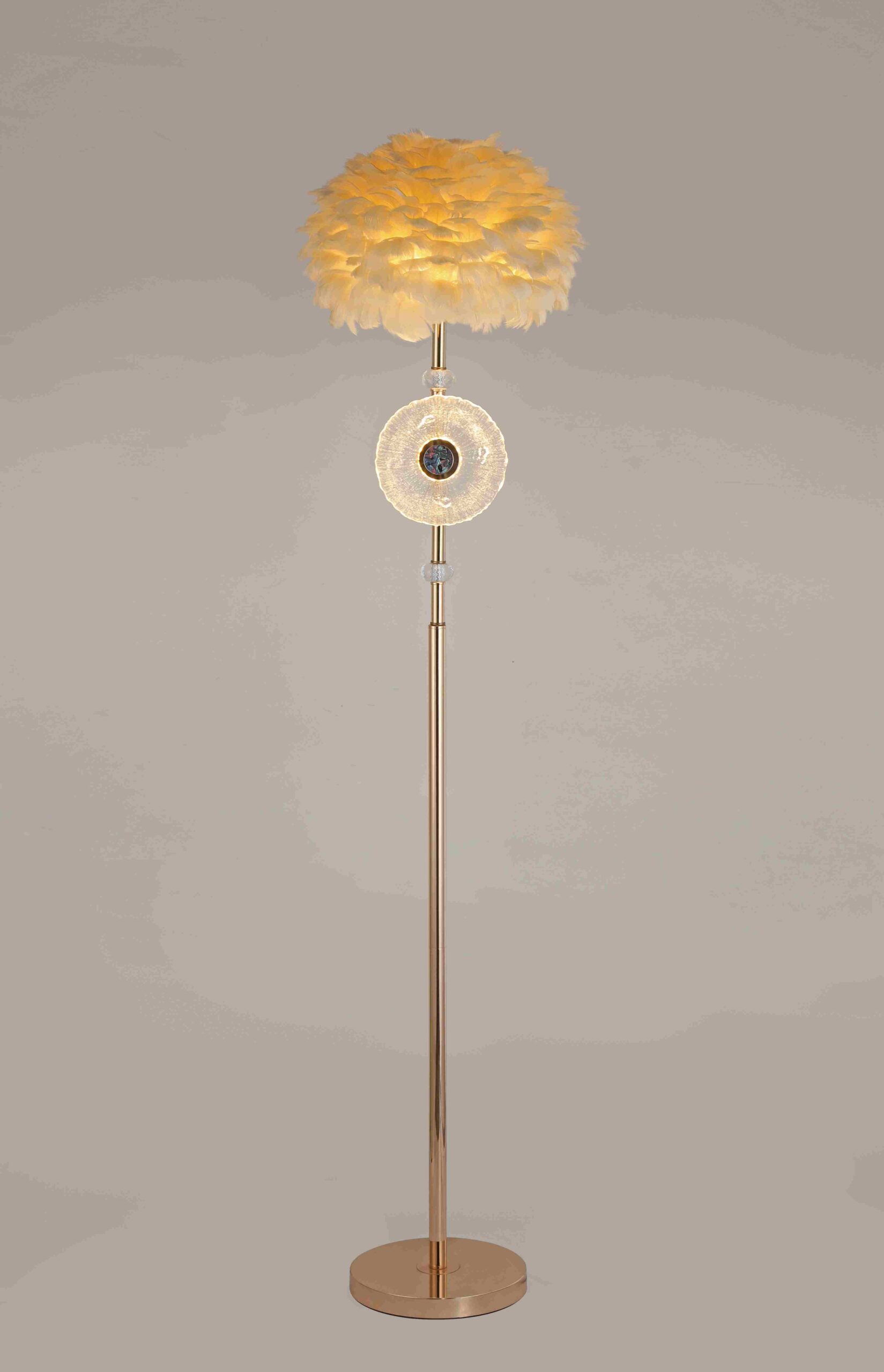 Cream Feathered LED Floor Lamp