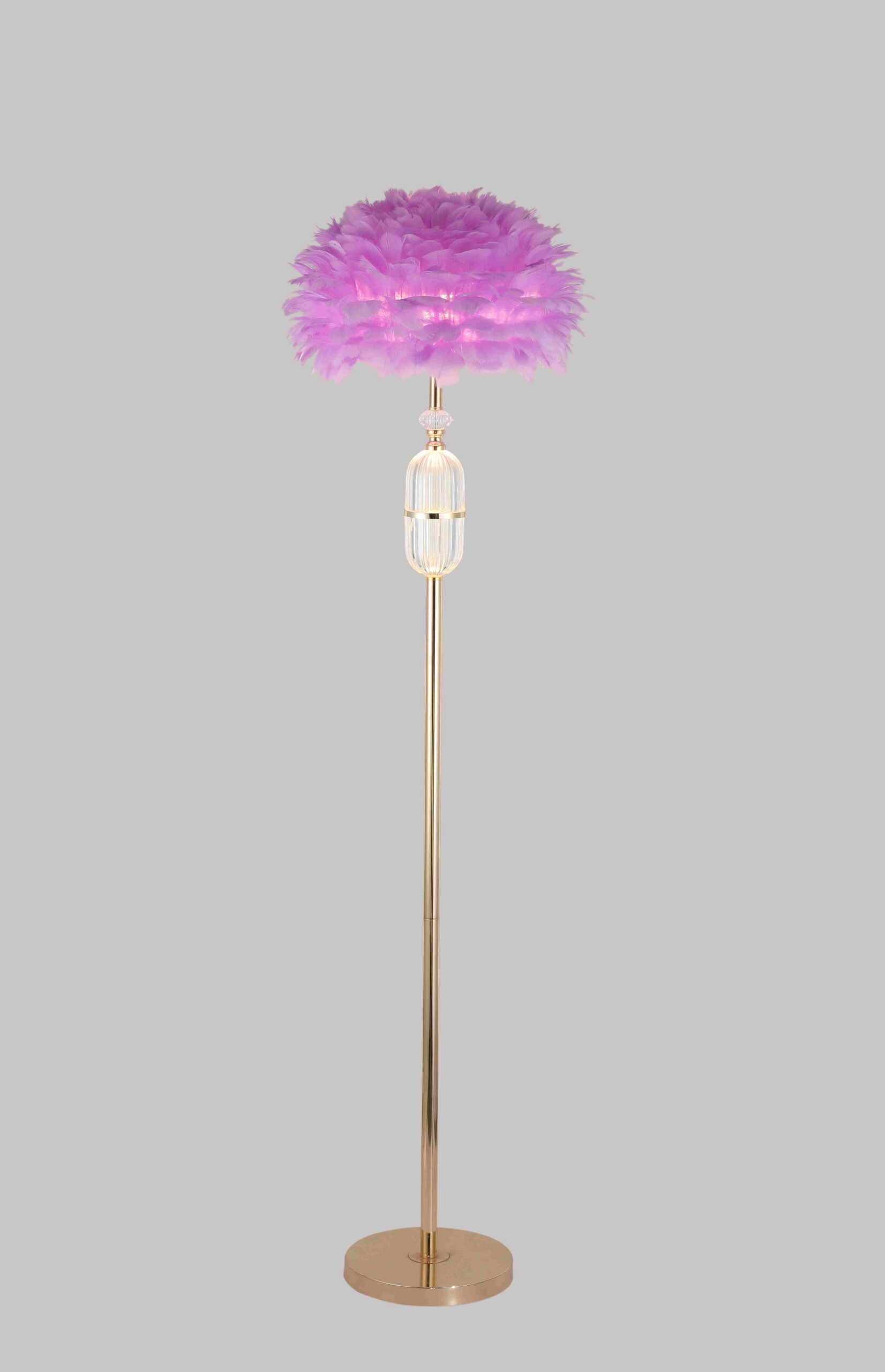 Pink Feathered LED Floor Lamp