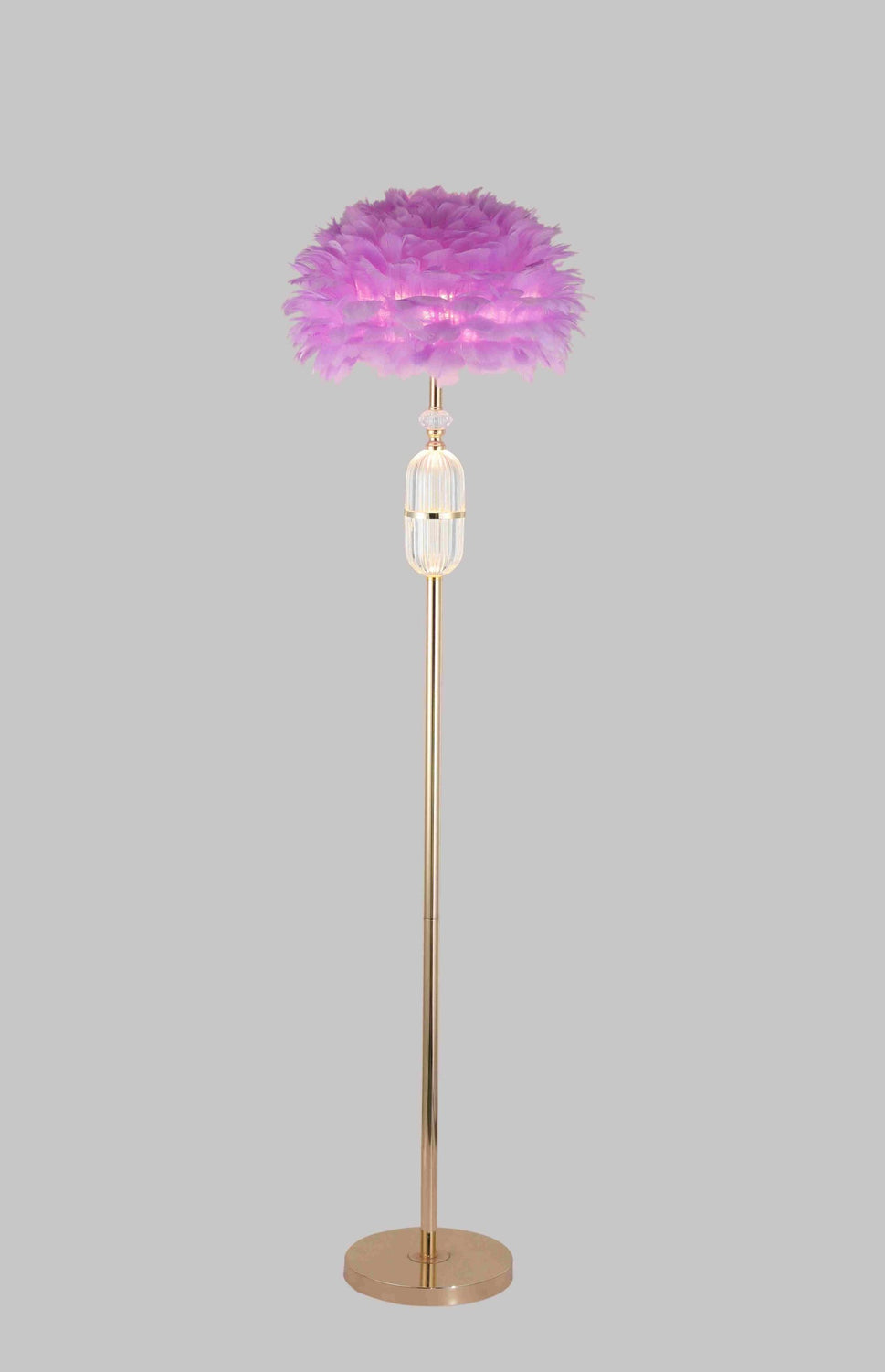 Pink Feathered LED Floor Lamp
