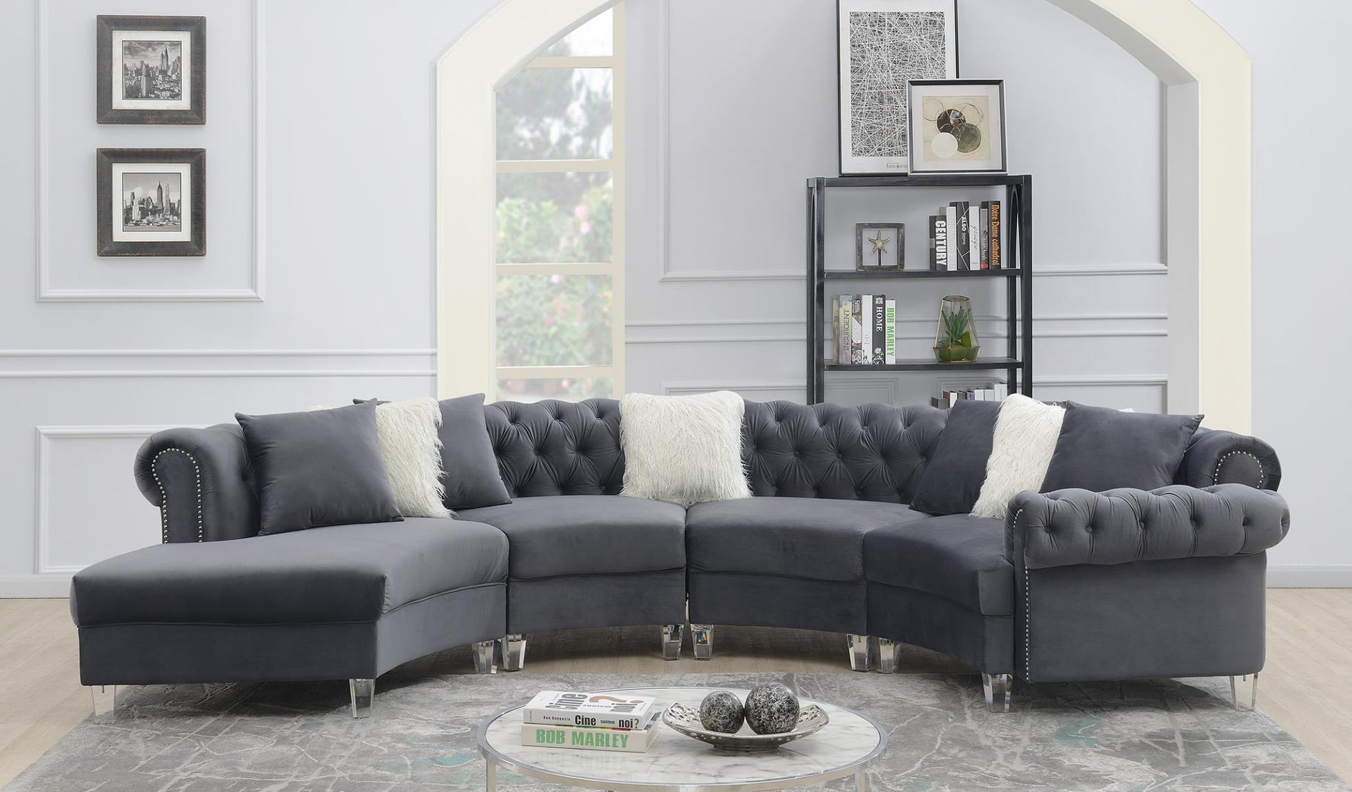 Glam Grey Velvet Sectional