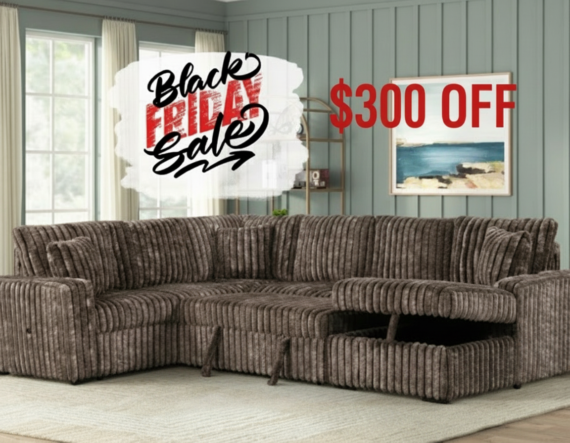 Sonic BROWN Sectional with Pull-Out Bed