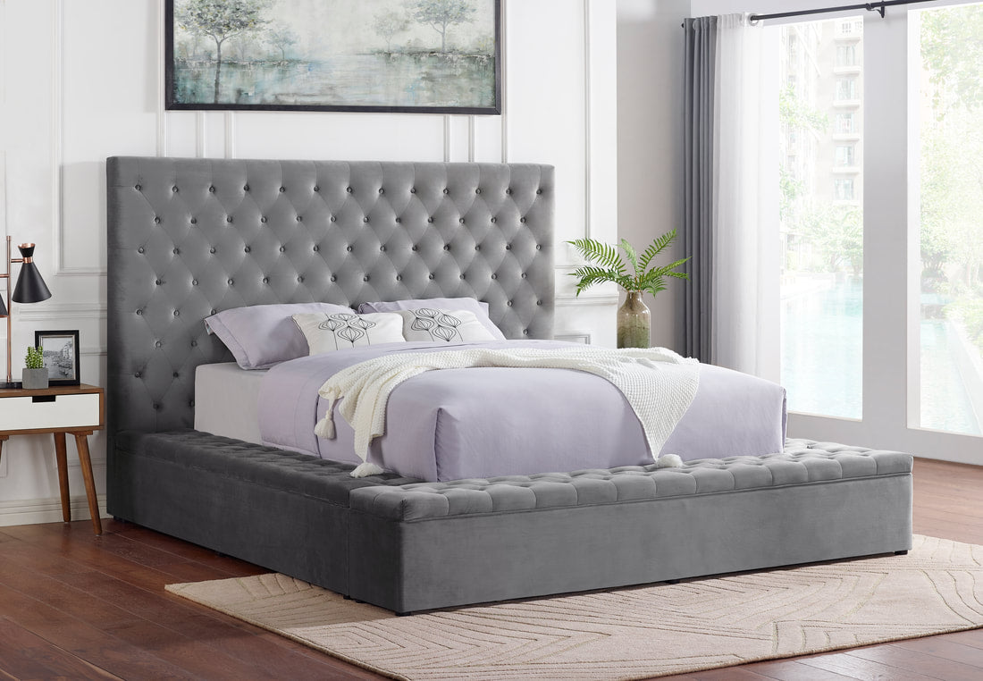 Elegante Storage Bed in Gray