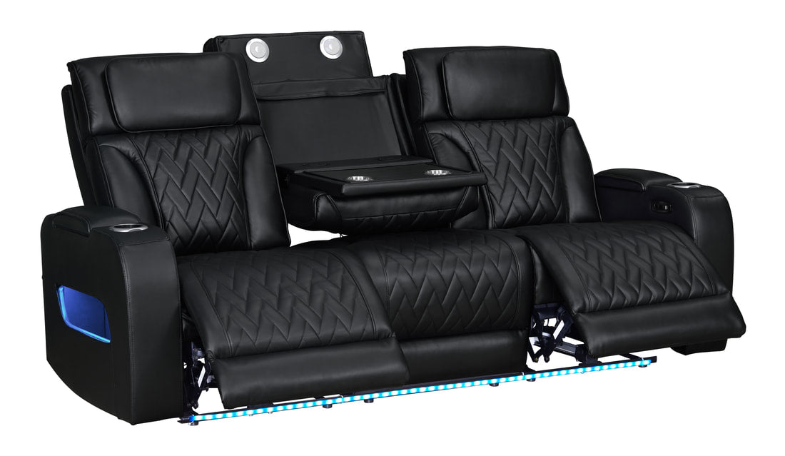 Dubai 3-piece Black Power Reclining Set
