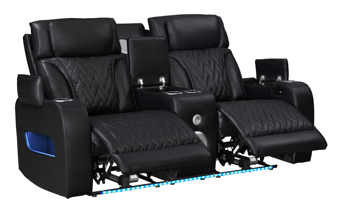 Dubai 3-piece Black Power Reclining Set
