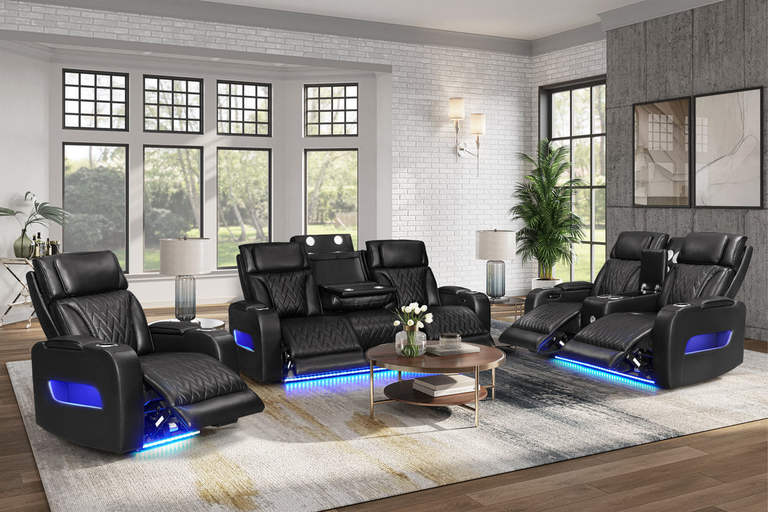 Dubai 3-piece Black Power Reclining Set
