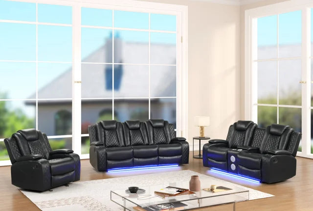 Luz Black 3-piece Reclining Set