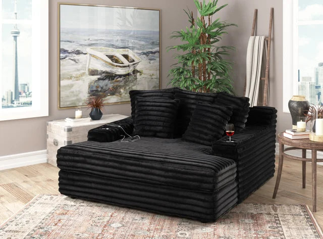 4400 Black Chaise Sleeper Lounge
