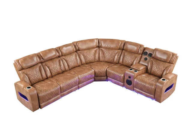 Barcelona Brown Power Reclining Sectional (Power Headrests)