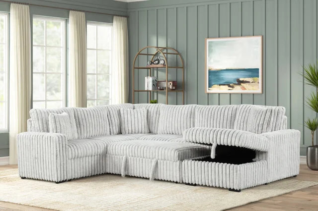 Sonic Grey Sectional with Pull-Out Bed