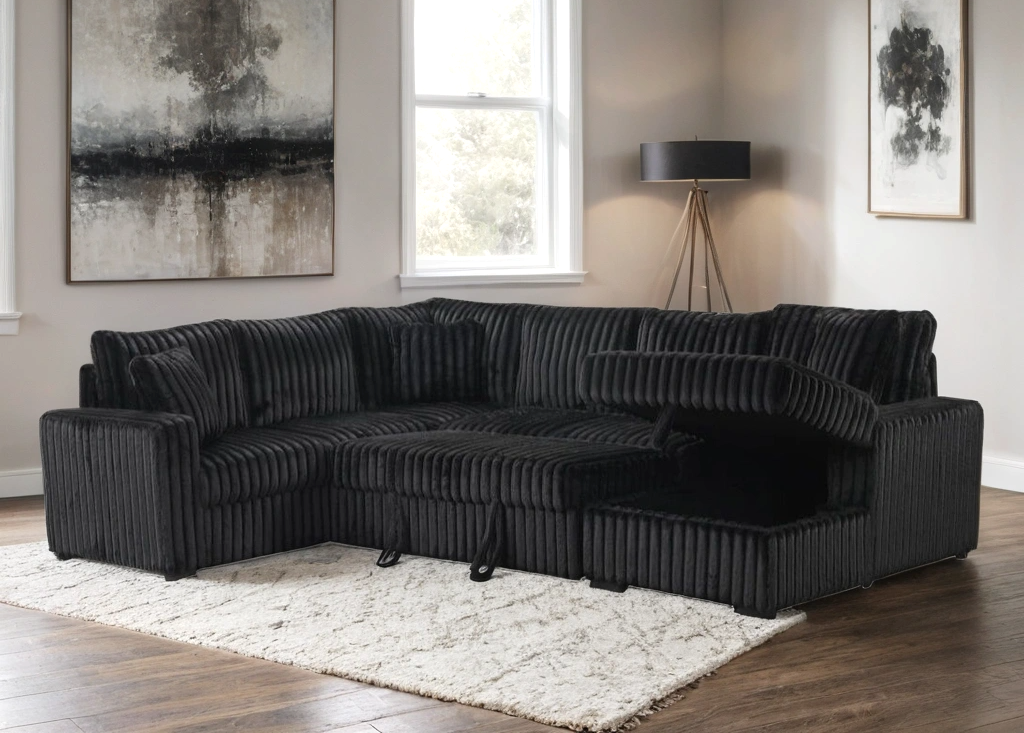 Sonic BLACK Sectional with Pull-Out Bed