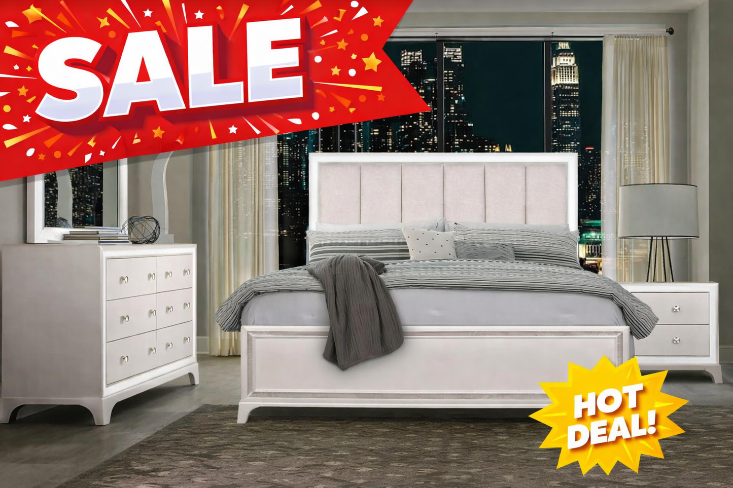 Cassie Illuminating 4pc Bedroom Set
