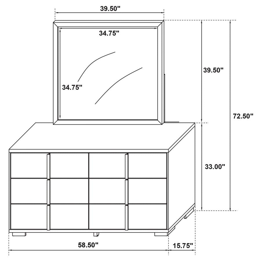 Marceline 6-drawerr Dresser with Mirror White