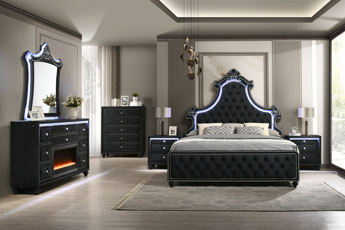 bedroom dresser sets black Majesty2 Black Bedroom Set – Furniture Express