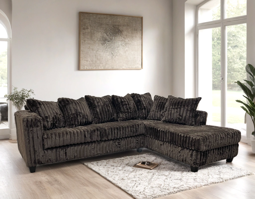 510  Fluffy Brown Sectional