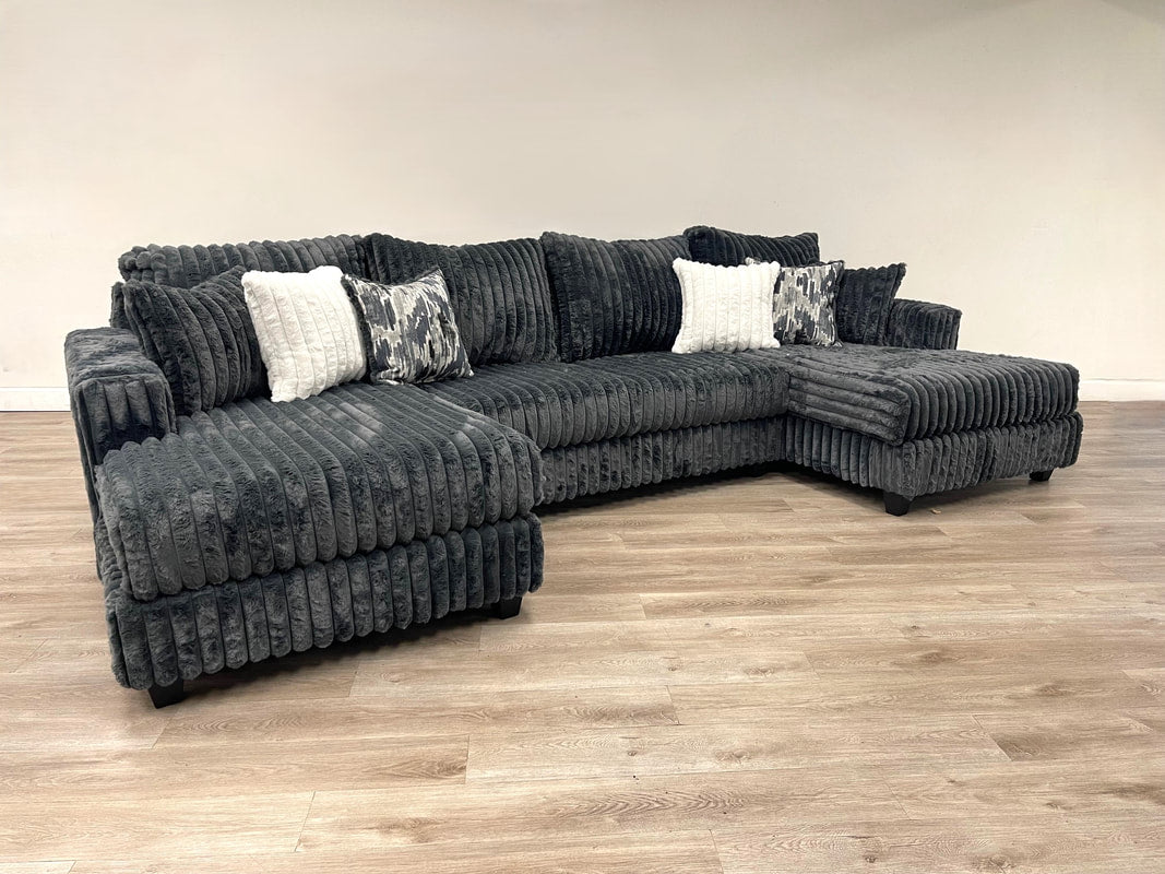 9700 Double Chaise Charcoal Sectional