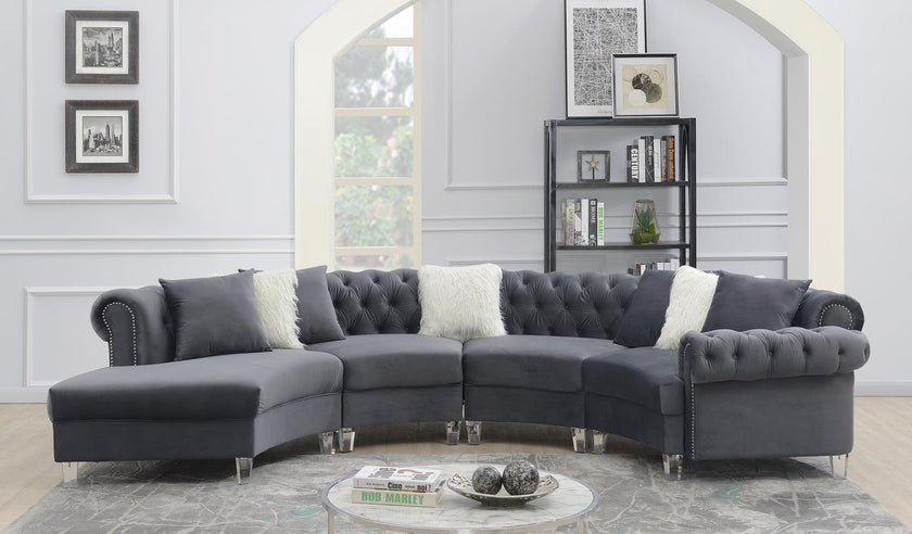 Glam Grey Velvet Sectional