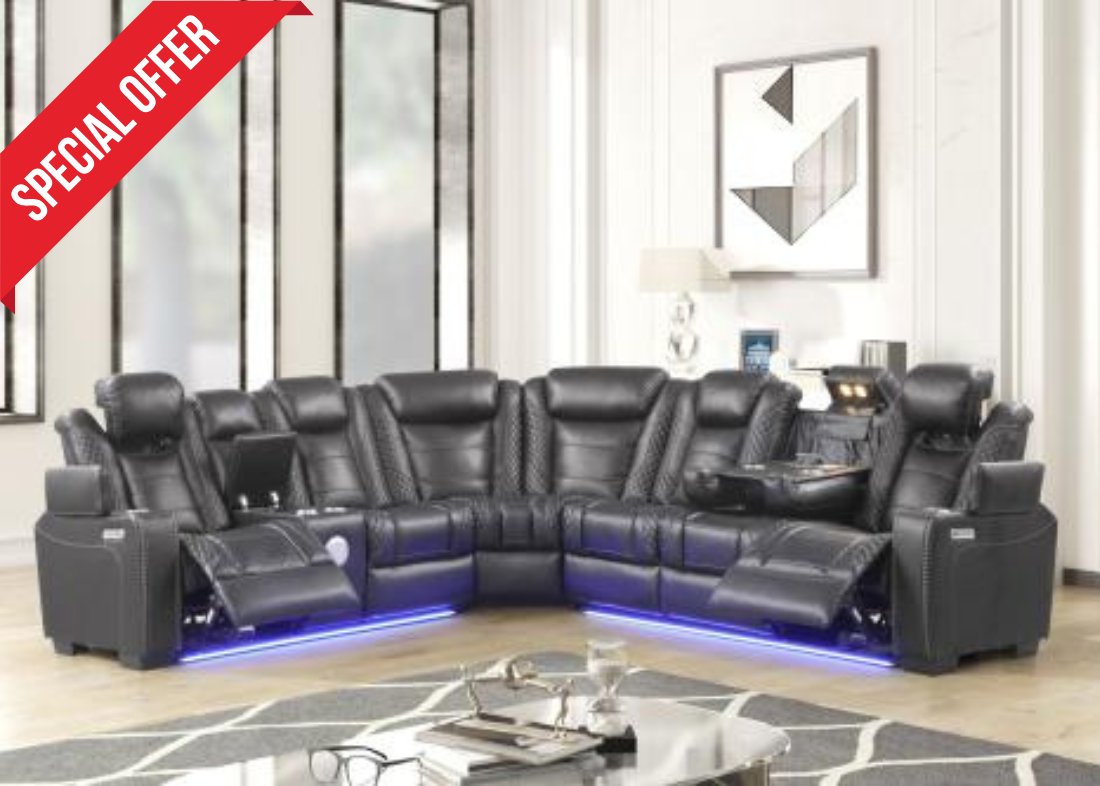 Journey Grey Power Reclining Sectional