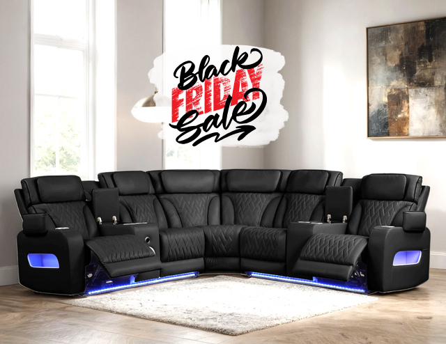 Spain Black Power Reclining Sectional (Power Headrests)