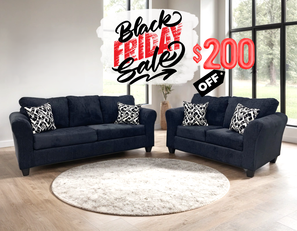 210 Black Sofa & LoveSeat