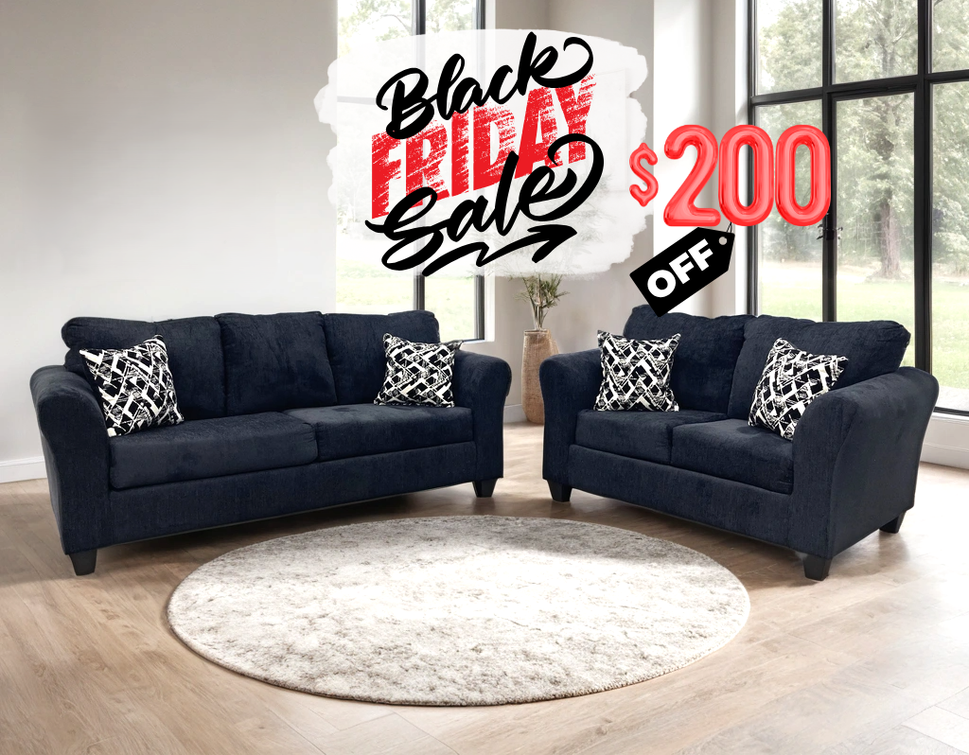 210 Black Sofa & LoveSeat