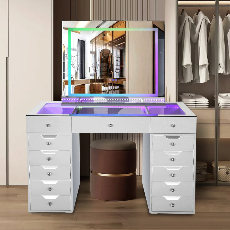 A50 White Vanity with LEDs