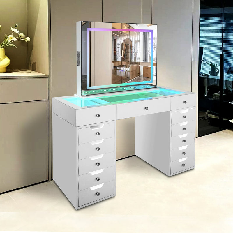 A50 White Vanity with LEDs