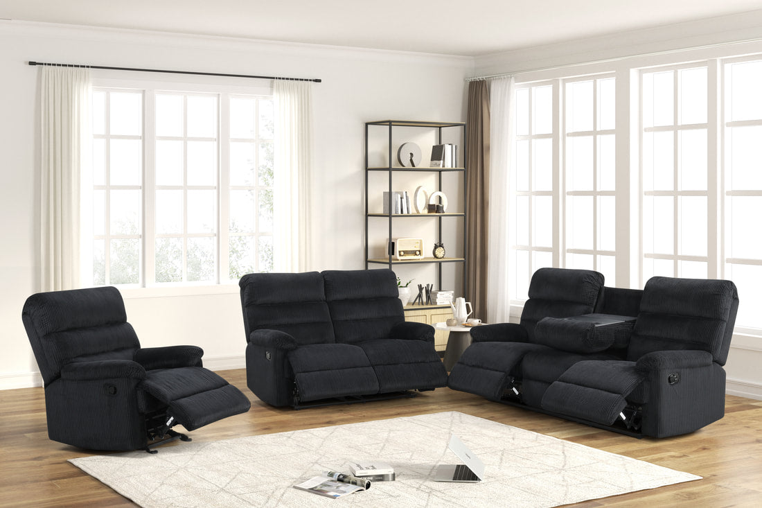 Cord Black 3PC Reclining Set