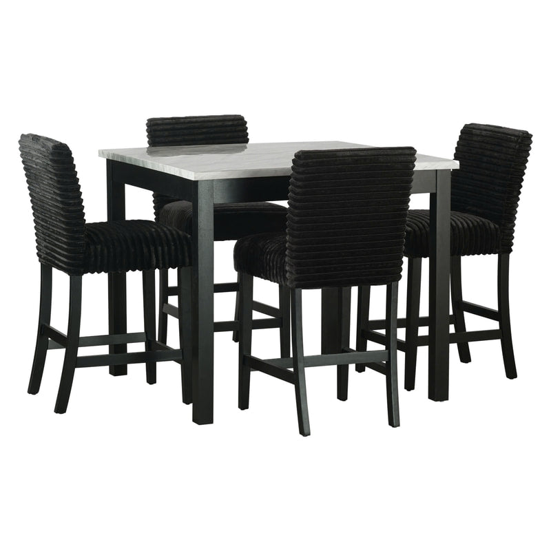 Dior Pub Table + 4 Fluffy Chairs Dining Set