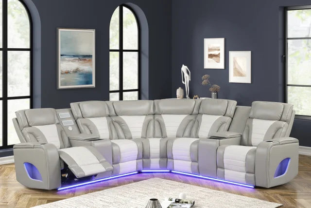 Ibiza Power Reclining Sectional 2-toned Gray