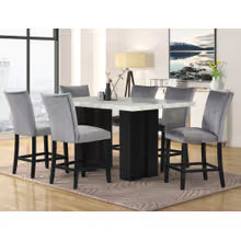 7 Pc  Grey Chairs Dining Room Set
