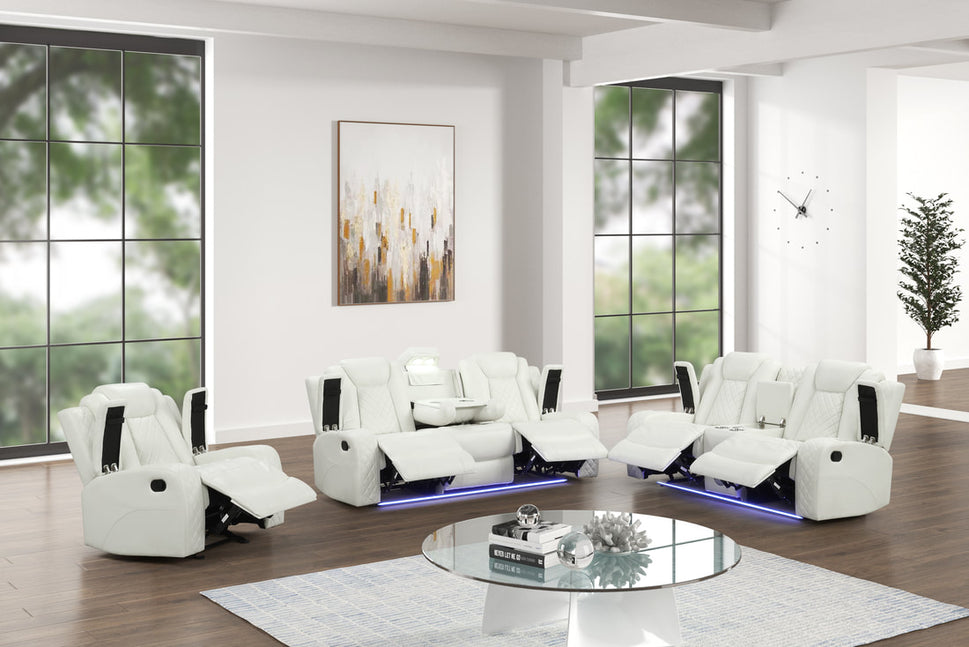 Luz White 3-piece Reclining Set