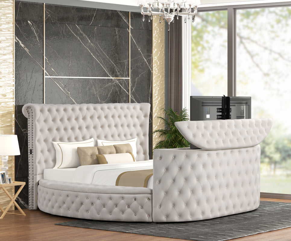 Patron  Platform Bed in Beige