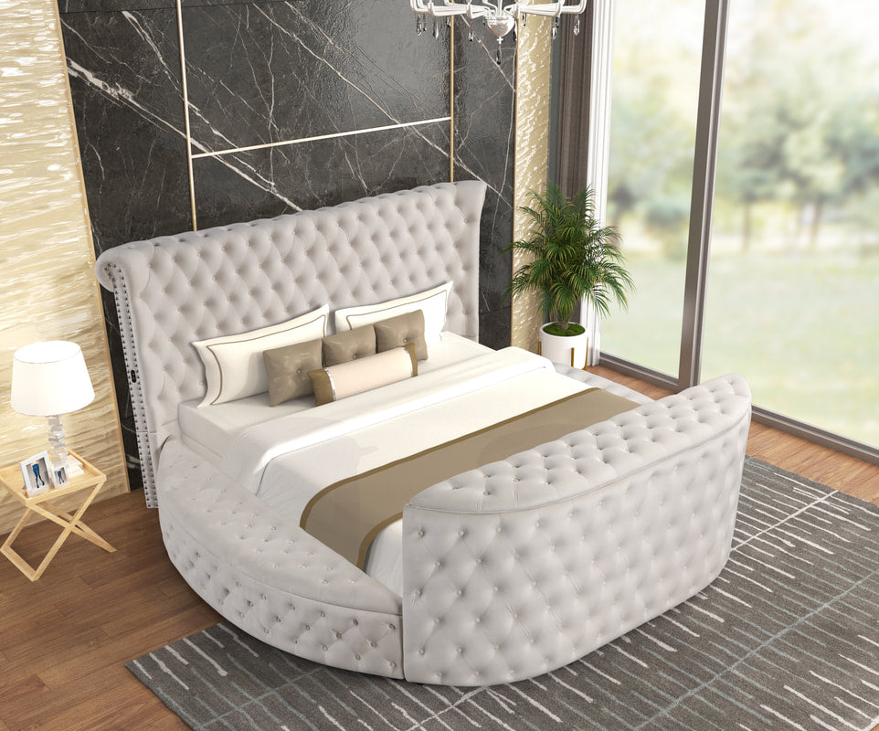 Patron  Platform Bed in Beige