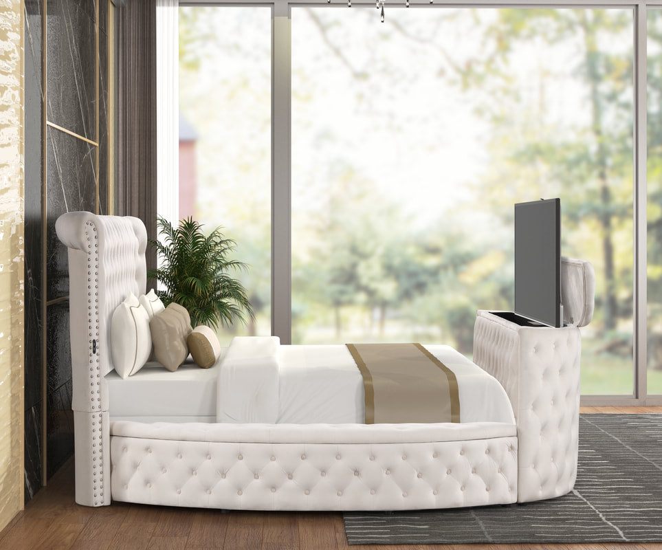 Patron  Platform Bed in Beige