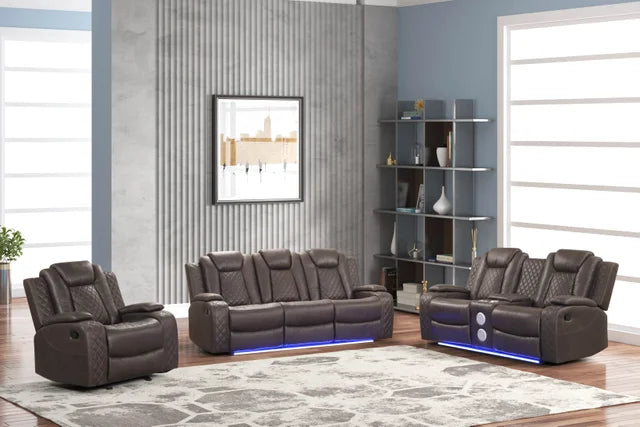 Luz Chocolate 3-piece Reclining Set