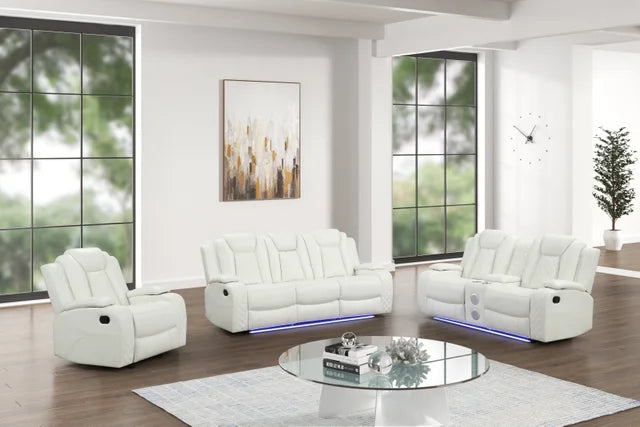 Luz White 3-piece Reclining Set