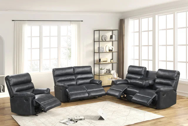 Albert Black Leather Reclining Set