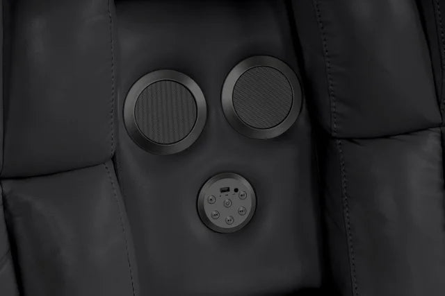 ACE Black Leather Reclining Sectional