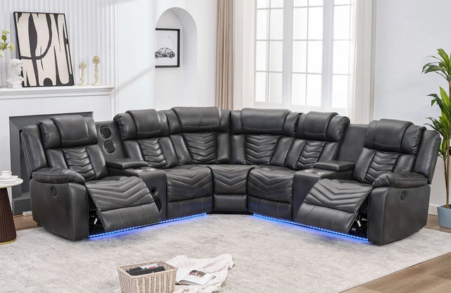 ACE Leather Reclining Sectional
